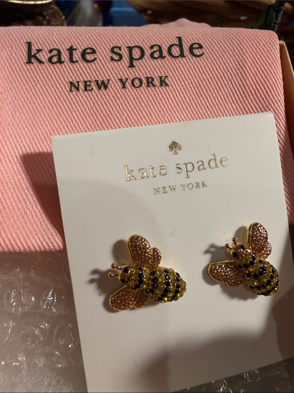 Kate Spade rhinestone bumblebee earrings. Comes with dust bag. New item.P4